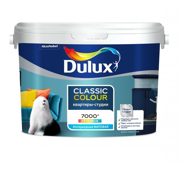 Матовая краска для стен и потолков Dulux Classic Colour база BW 8 л